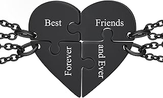 Colar de amizade quebra-cabeça de aço inoxidável, colar de amizade 2/3/4/5/6/7/8 peças personalizado com pingente de coração combinando colares da amizade para mulheres e meninas