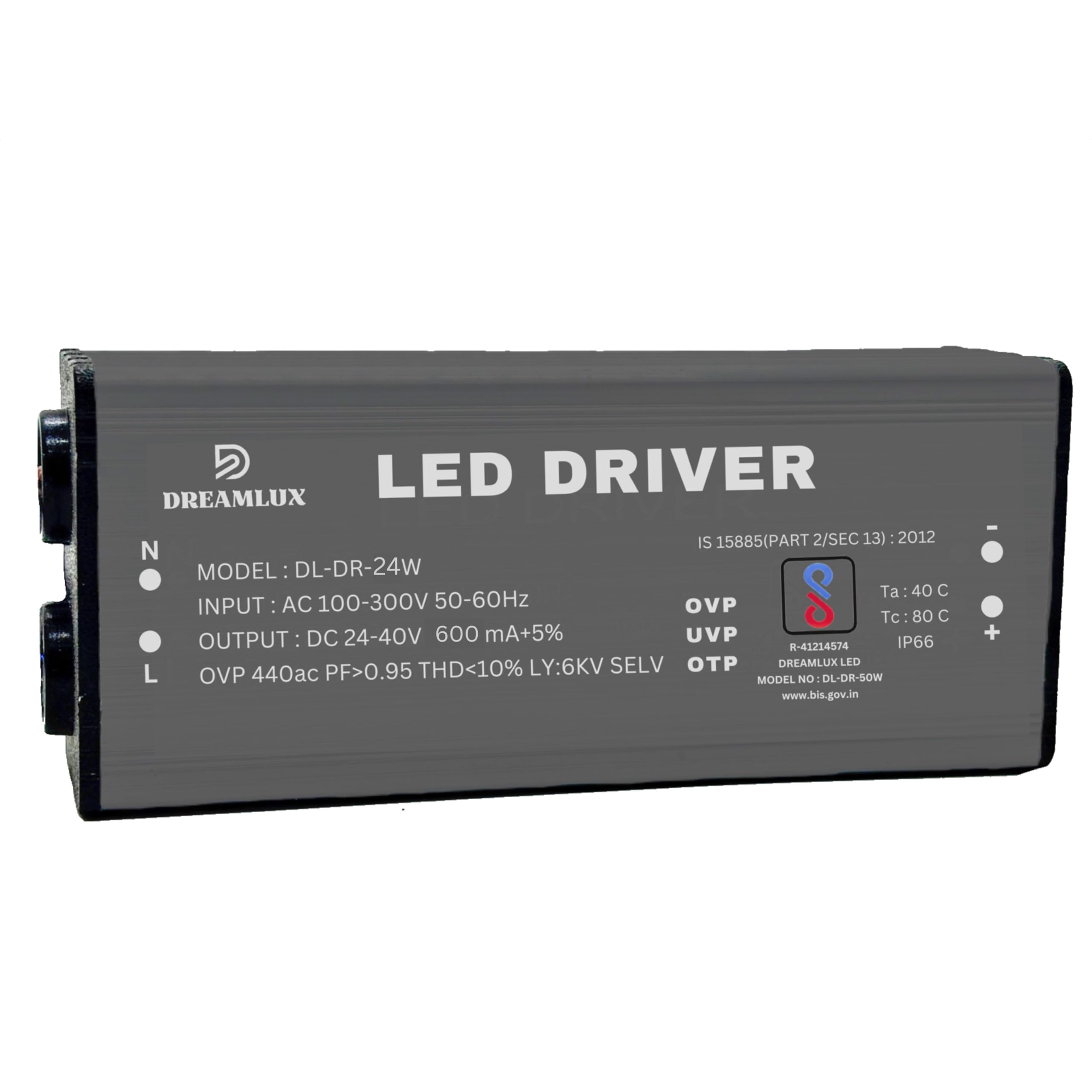 Dreamlux 24watt 600mA IP65 Led Driver With 4Kv Surge,OVP,UVP,OTP Protection for Street/Flood Light Repairing | BIS Approved | IP65 Waterproof - Color : Grey (1) (B0D47ZDBF9) Amazon Price History, Amazon Price Tracker