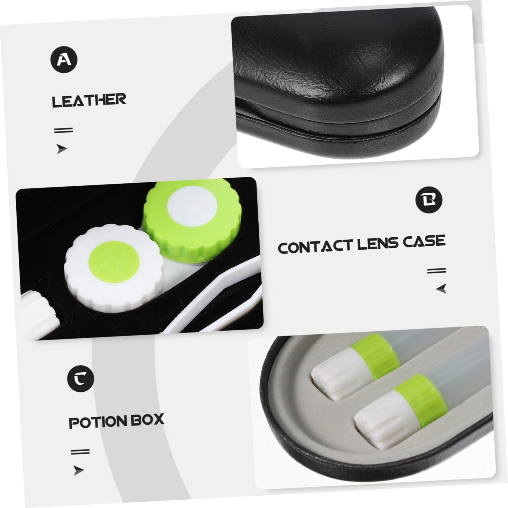 Estuche para Guardar Lentes y Gafas de Cuero y Franela Diseño Dos en Uno y Espejo Pequeño para Viajes y Uso Diario