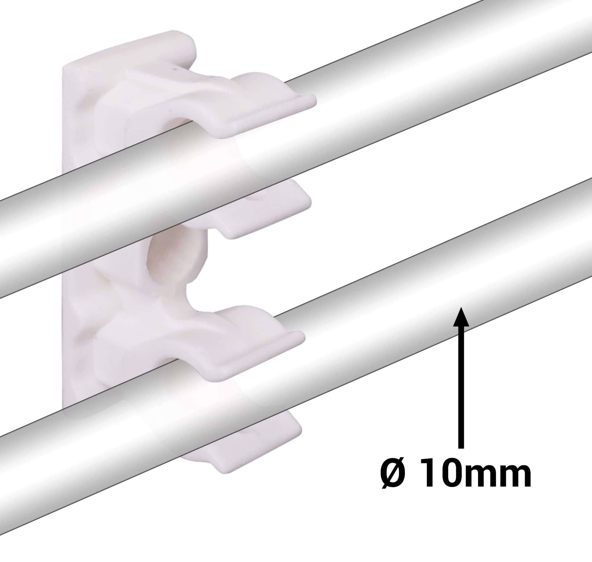 SKIR'CO (20 pcs) Double Pipe Clips, Plastic Clamps for 10 mm Pipes, U Type Pipe Clamp, Tubing White Clips, Hose Hangers - Image 3