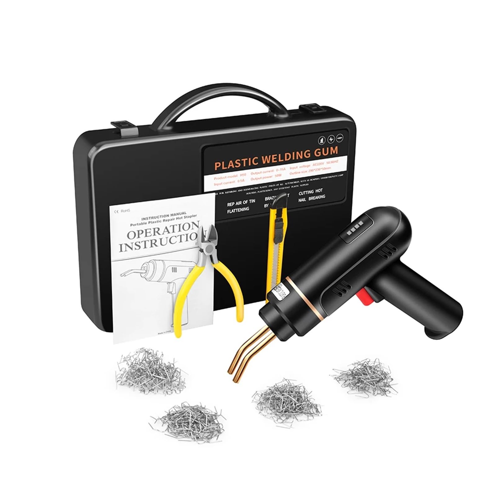 Kit pistola per saldatura plastica senza fili 200W ricaricabile 200 pezzi di punti metallici Kit di strumenti per la riparazione di crepe auto Kit Riparazione Paraurti Auto