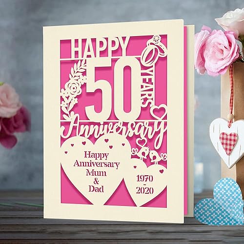 Miniatura 8 de EDSG Tarjeta de aniversario personalizada de regalo para amantes de la memoria de bodas, parejas, niñas, mujeres, esposa, tarjetas cortadas de papel