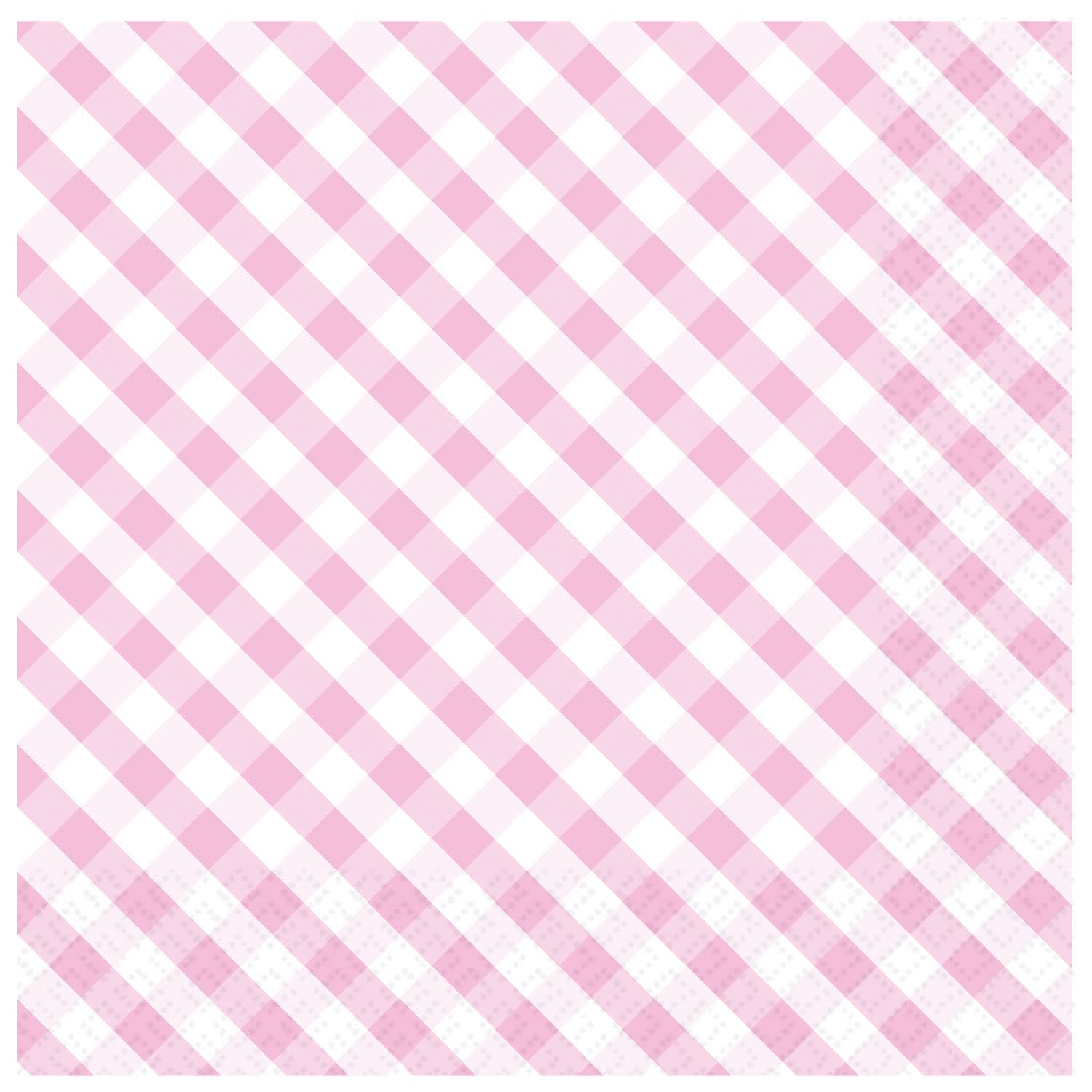 Amscan 9916379 Marshmall Gingham Lunch Napkin- 20 Pack, Pink