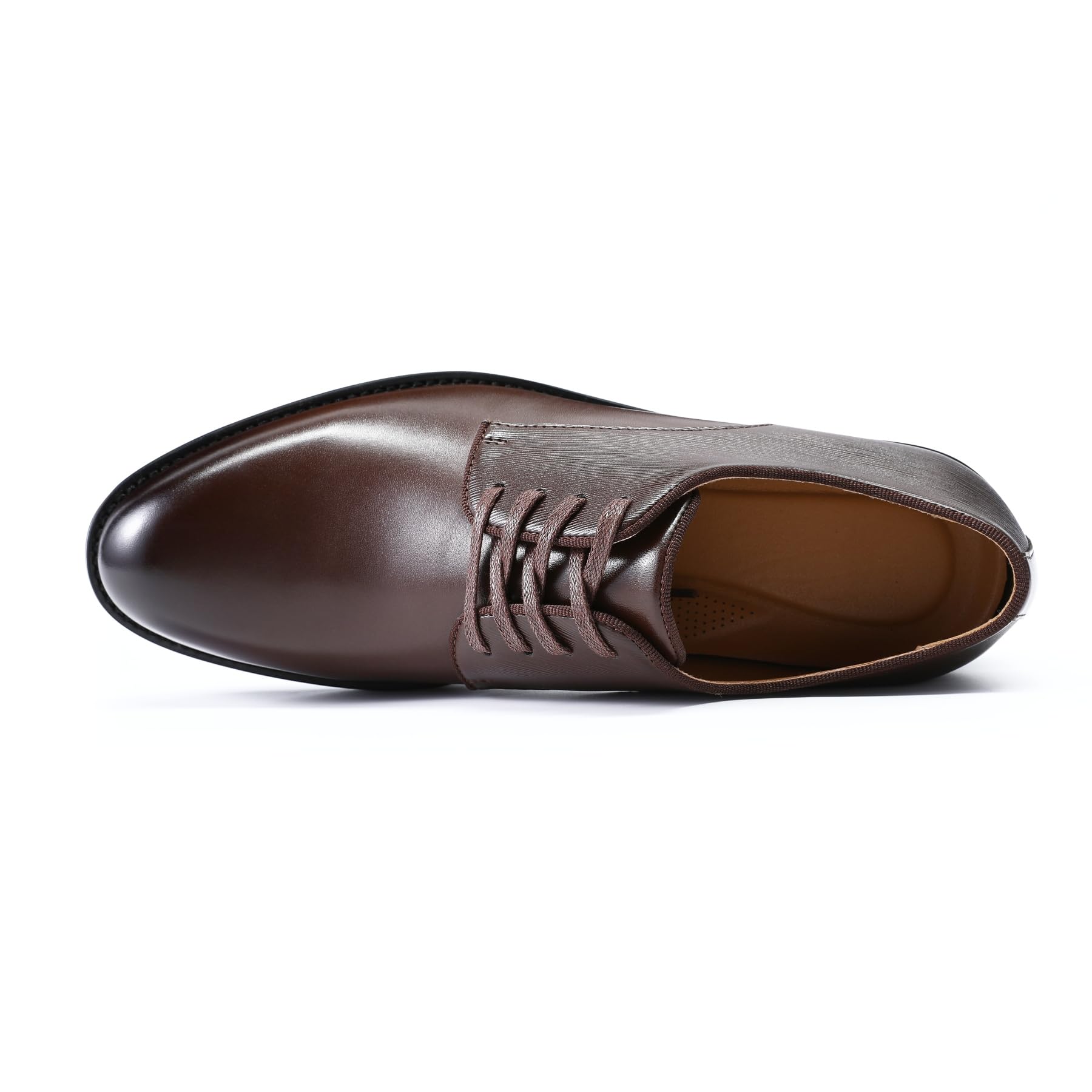YFFUSHI Zapatos de Piel con Textura Derby para Hombre, con Cordones, Puntera Puntiaguda, de Vestir, sin Cordones