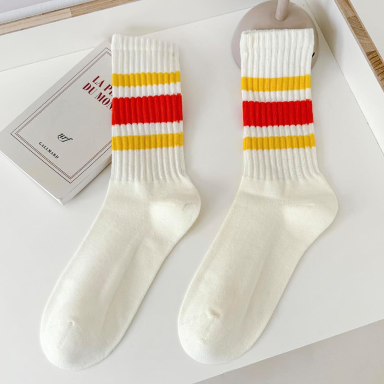 Women Striped Retro Novelty Socks Slouch Socks Athletic Calf Tube Cotton Socks - Image 4