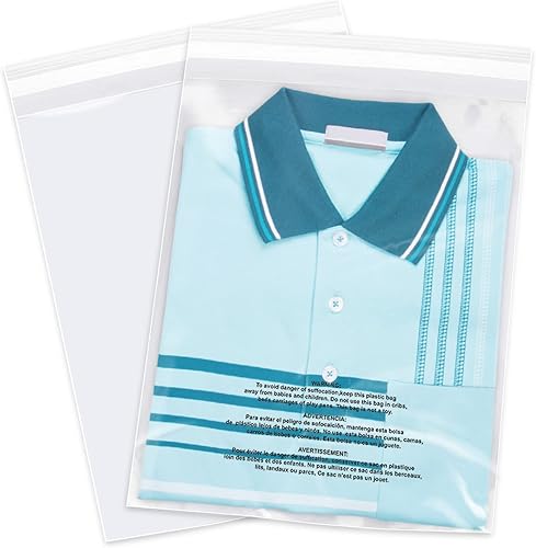 Miniatura 3 de Bolsas de polietileno transparente autosellantes de 6 x 9 pulgadas (200 unidades) con advertencia de asfixia para embalaje, camisetas y Logística de