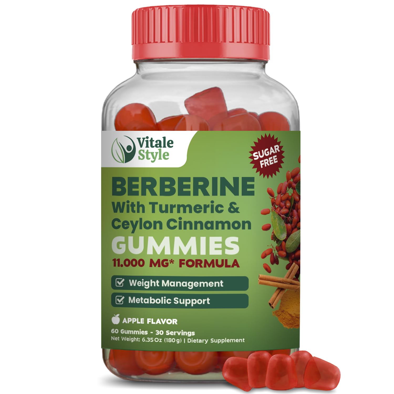 Weight Management Berberine 3000mg Gummies UL Certified. Metabolic Support. Ceylon Ciinamon & Turmeric