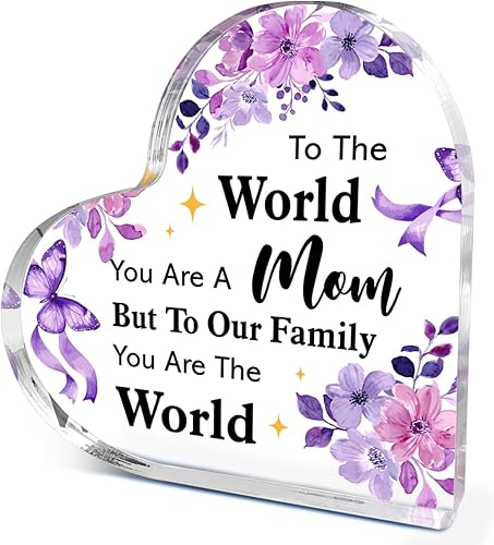 Letrero acrílico con corazón para el día de la madre, To the World, You are a Mother Desk Decor, regalos para mamá de hija e hijo, ideas de regalo