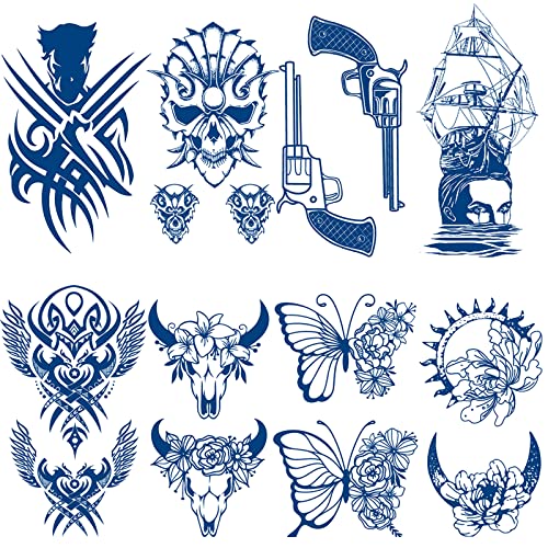 8 Sheet Semi Permanent Tattoos, Waterproof And Long-Lasting 2 Weeks, Plant-Based Ink Realistic Fake Tattoos Stickers For Women Men And Kids (F) Christmas Gift #TOP7