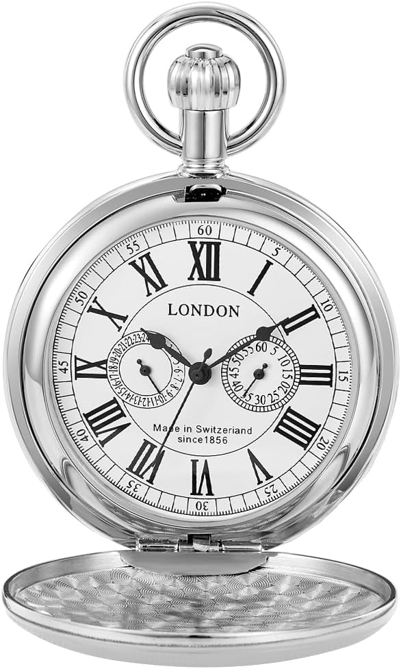 Vintage Copper Train London Design Hand Winding Mechanical Pocket Watch Mens Watches
