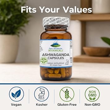 Pure Mountain Botanicals Ashwagandha Capsules - 90 Ct Organic Root Extract
