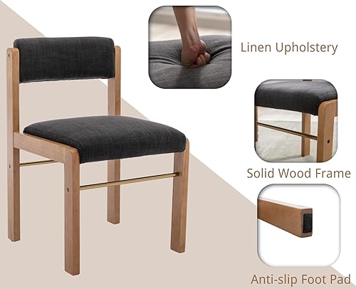 Miniatura 10 de EALSON Juego de 2 sillas de comedor modernas de mediados de siglo, sillas de cocina tapizadas de sherpa de granja con patas de madera, respaldo