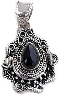Natural Black Onyx Pendant| Poison Box Pendant| Pill Box Pendant| Openable Pendant| Handmade Pendant| Teardrop Stone Pendant| Healing Crystal Pendant| Designer Box Pendant| Summer Day Gifts