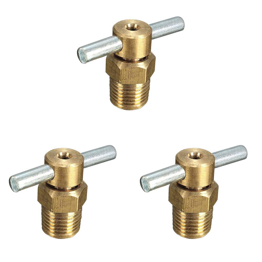 3pcs Brass 1/4'' NPT Water Drain Valve for Air Compressor Tank Replacement Part