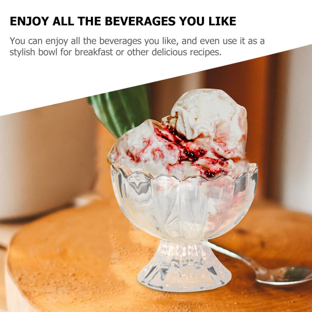 DOITOOL Clear Glass Ice Cream Bowls Set of 2 Glass Dessert Cups with Footed for Dessert, Sundae, Ice Cream, Fruit, Salad, Snack, Cocktail, Condiment, Trifle and Holiday Party Serving