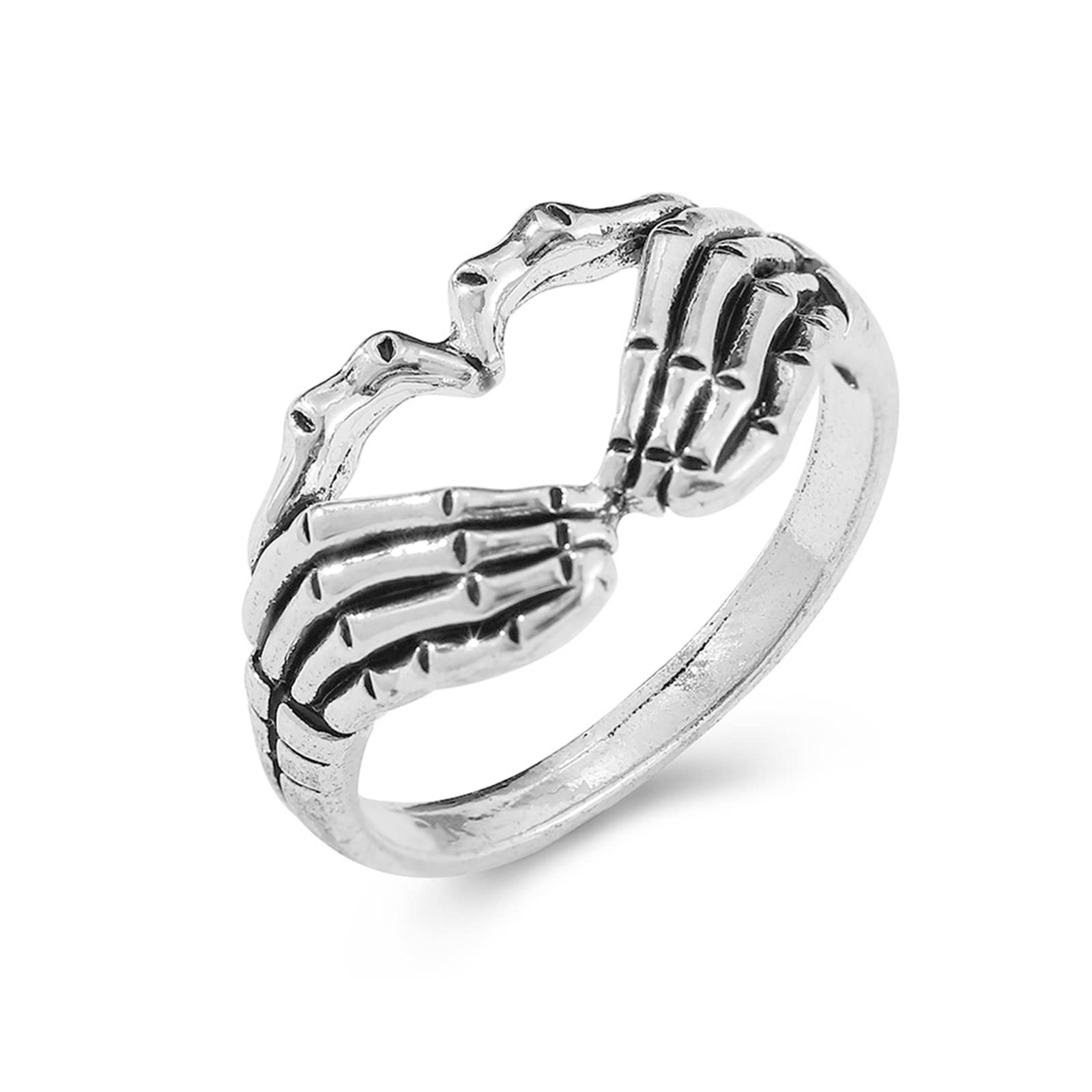 1 Pcs Skeleton Hand Ring, Skull Ring for Men Women, Cool Rings Punk Rings, Heart Ring for Girls, Vintage Rings Rock Party Costume Jewelry, Goth Rings Alloy Material. (Diameter 2.3cm/0.9inch)