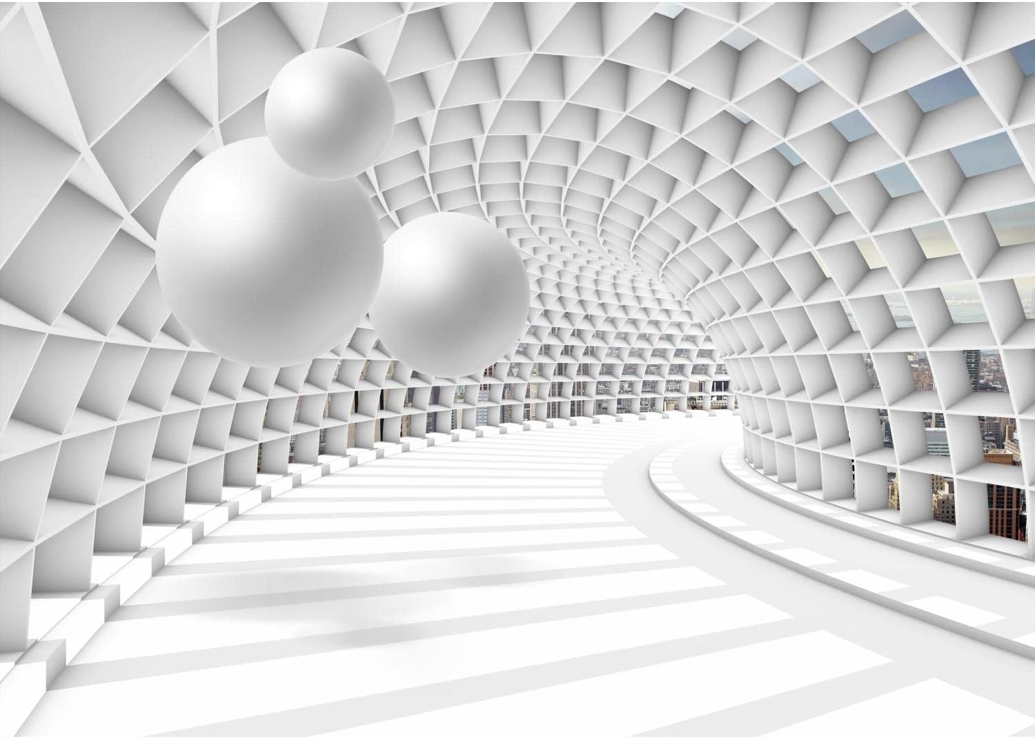 Runa Art Photo Wallpaper 3D Abstract 352 x 250 cm Non-Woven Wall Art XXL Moderne Living Room Bedroom White 9223011c