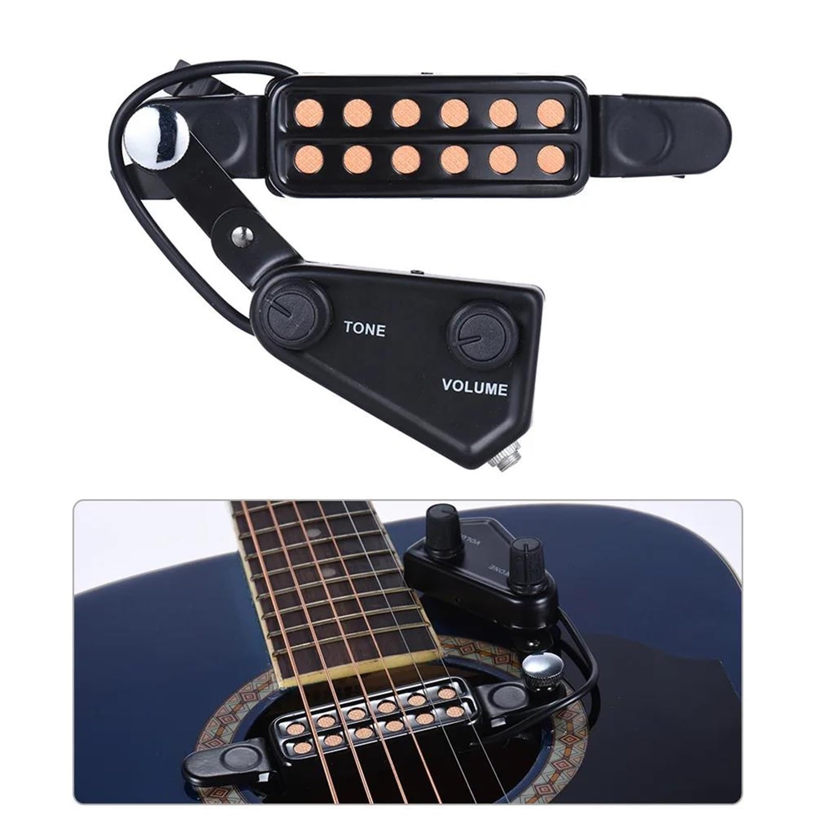P 011 Sound Pickup 12 fori sensore magnetico con regolatore di volume per chitarra acustica Pickup Chitarra Acustica