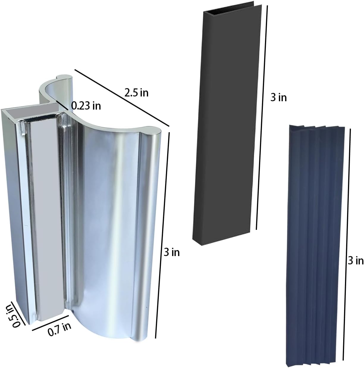 3" Shower Door Handle Set fits 1/8", 5/32", 3/16" and 1/4" Thick Swing Glass Shower Doors image 2