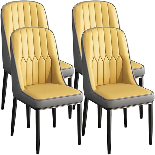 Miniatura 37 de YVYKFZD Dining Chairs Set of 2/4, Kitchen Chairs with Back and Metal Legs, PU Leather Dining Room Chair, Armless Comfy Side Chair, for Living Room,