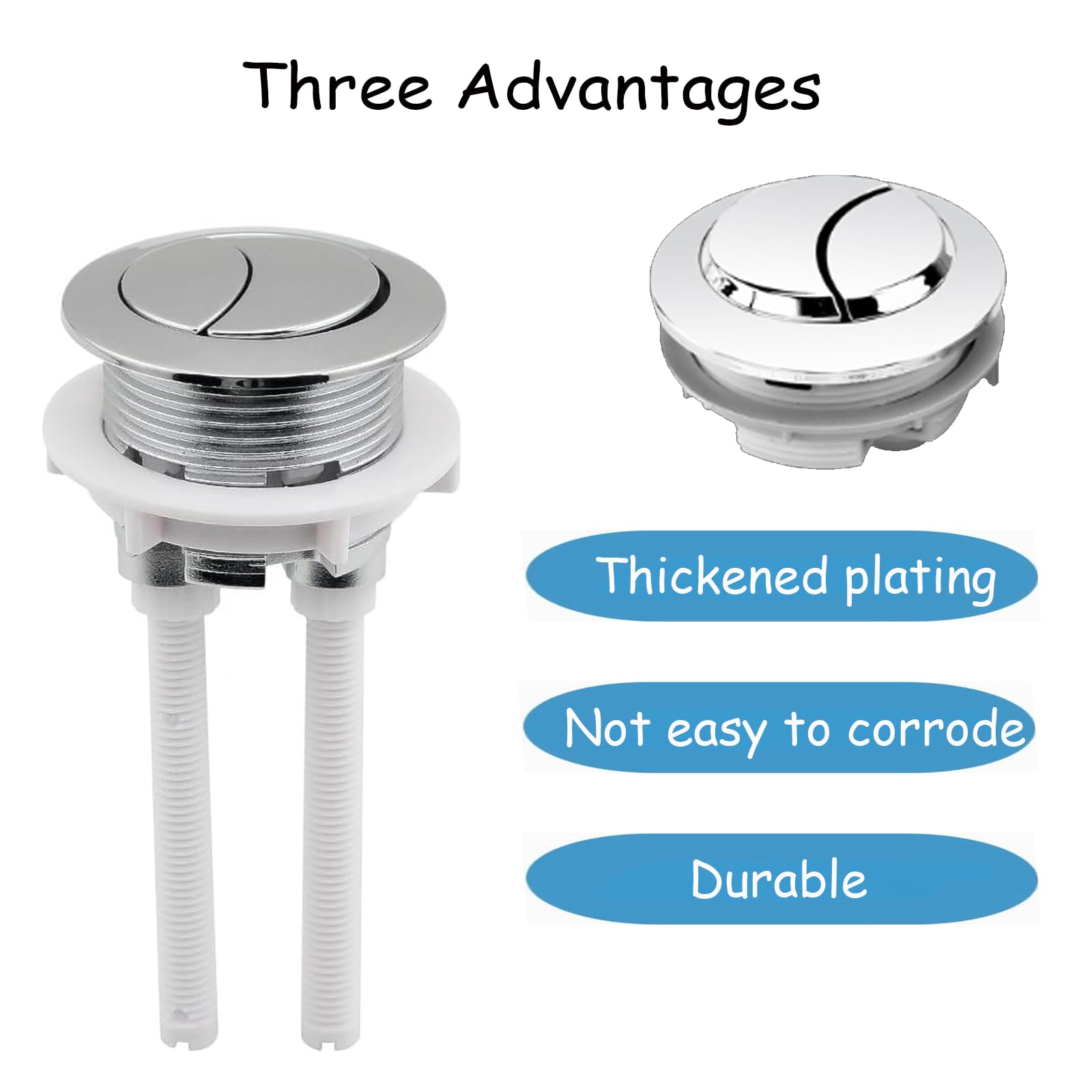 38mm Dual Push Flush Toilet Button – Universal Replacement For Cistern Lid With Thread Diameter 38mm