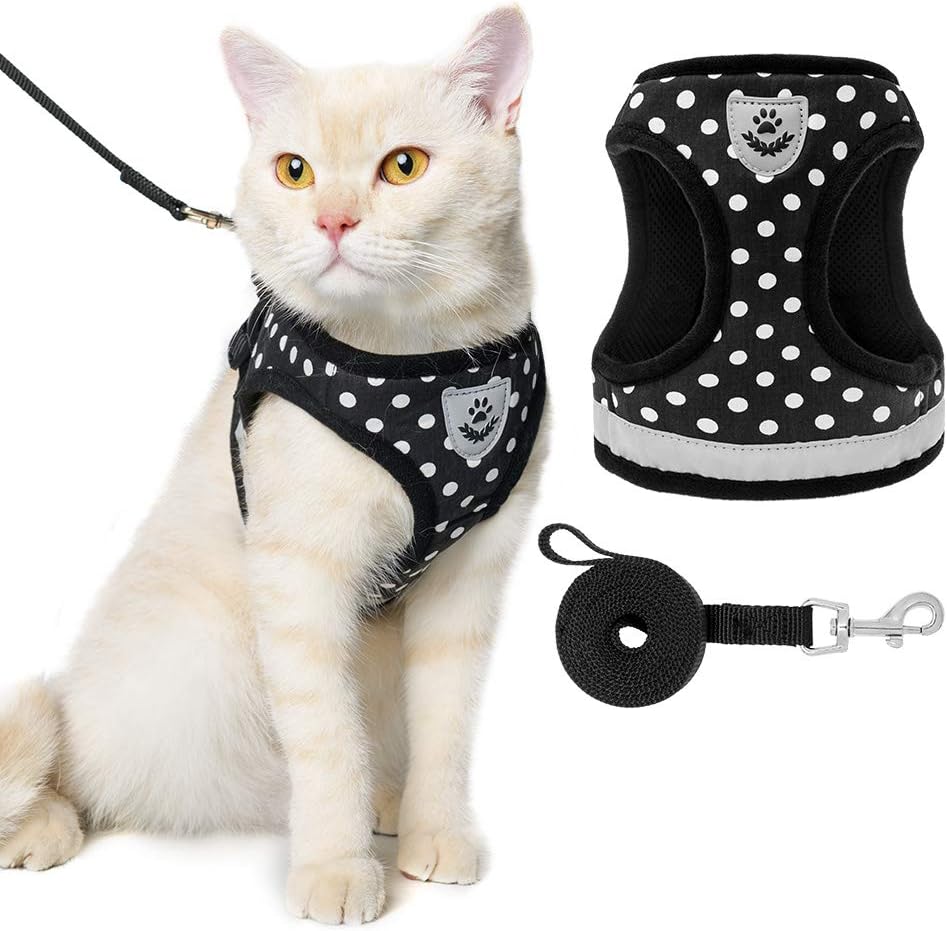 SCENEREAL Reflective Cat Harness and 59" Leash Set for Outdoor Walking, Escape Proof Soft Breathable and Adjustable Kitten Vest Harness,…