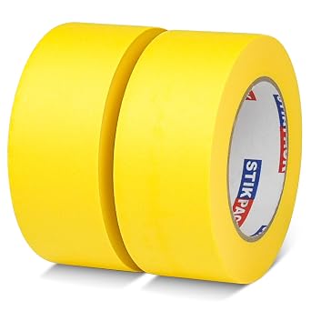 2 Rolls Yellow Painters Tape 2 Inch x 55 Yards 110 Total Yards, Automotive Masking Tape, Paint Tape for Painting, Painters, DIY Crafts Arts Decoration Labeling and School Projects