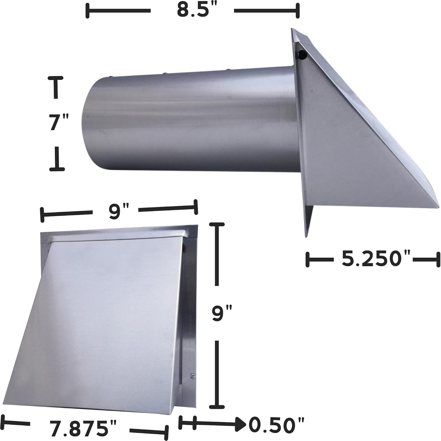 7 Inch Wall Vent Cap - Galvanized Steel - Screen Only - Heavy Duty Hooded Metal Caps - Fresh Air Intake Vent for Side Walls by Vent Works