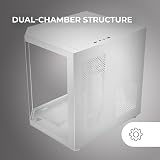 Mars Gaming MC-3TLITE, Boîtier Gaming MicroATX, Triple Verre Trempé Continu, Ventilateur Arrière FRGB 120mm, Structure à Double Chambre, Mini Tour PC Compacte avec Grande Capacité Interne, Blanc - 6