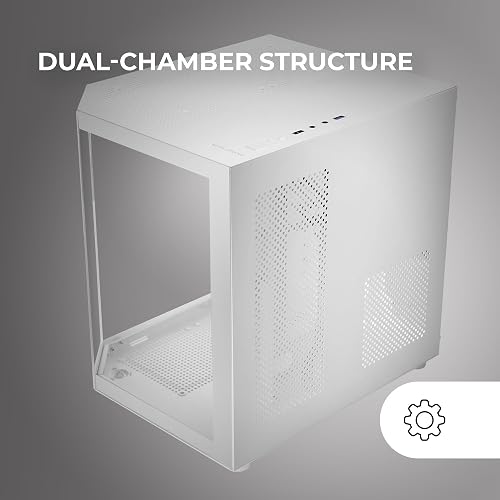 Mars Gaming MC-3TLITE, Boîtier Gaming MicroATX, Triple Verre Trempé Continu, Ventilateur Arrière FRGB 120mm, Structure à Double Chambre, Mini Tour PC Compacte avec Grande Capacité Interne, Blanc - 6