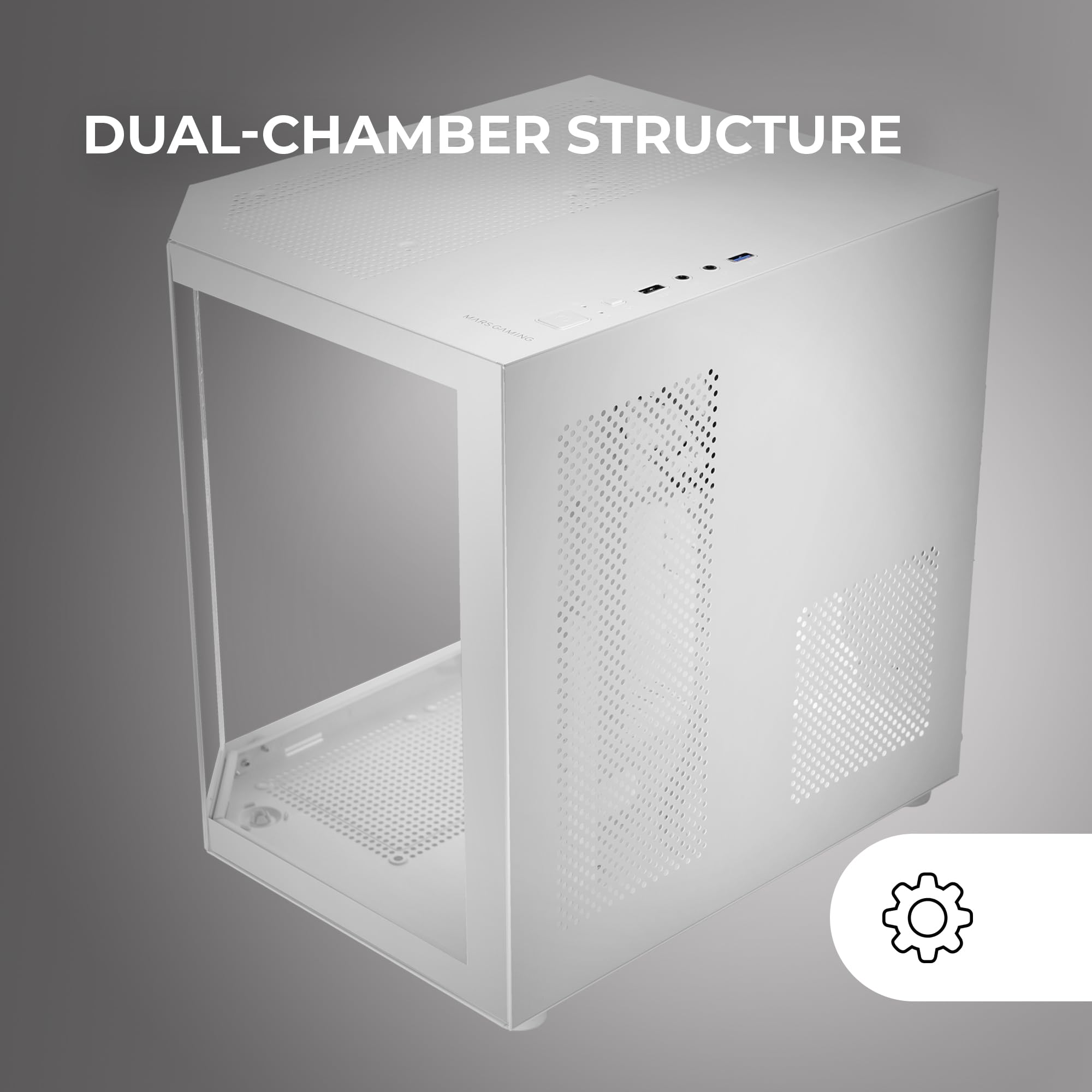 Mars Gaming MC-3TCORELCD Caja Gaming ATX, Pantalla IPS 7,2” Personalizable, Triple Cristal Templado Extraíble, Estructura Doble Cámara Lateral, Soporte de Refrigeración Líquida hasta 360mm, Blanco — view 129