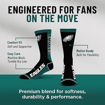 For Bare Feet NFL Unisex Mvp Crew Sock Nfl Large
