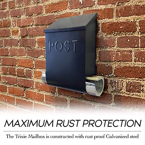 Nach MB-7001BLK Trixie Wall Mount Mailbox And Newspaper Holder, Metal Mailboxes thumb #5