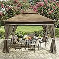 MASTERCANOPY Patio Gazebo Outdoor Pop Up Gazebo with Mesh Walls (13x13 Brown)