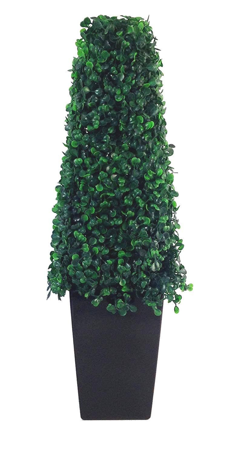 Buy Metro Garden Artificial Boxwood Topiary Pyramid Cone in Black Resin Pot 55cm (1.8ft) op or
