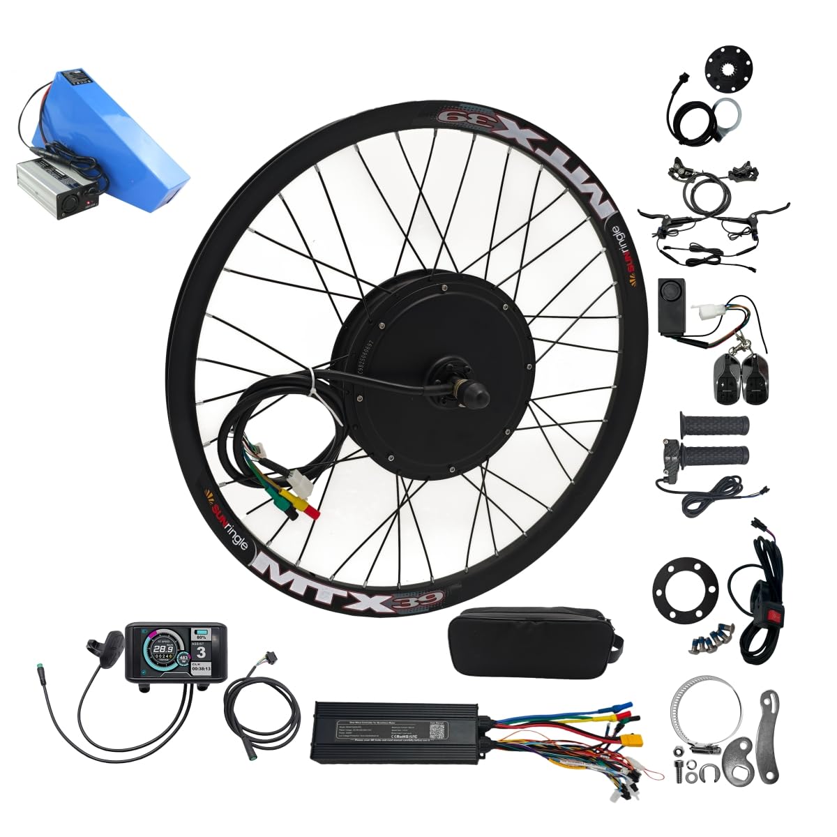 Batterie 72V 26Ah pour Moteur dans Le Moyeu 48V-72V 3000W, Roue Arrière 20"-29", avec Contrôleur à Onde Sinusoïdale 60A, Patte de Dérailleur 135mm (Arrière 27.5 Pouces, Ampères-Heures, 26)