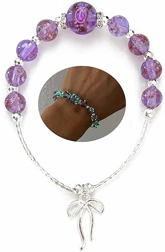 Miniatura 9 de ARTSY Crafts - Pulsera de cuentas de luciérnaga que brillan en la oscuridad para mujer, cuentas de vidrio luminosas, pulseras de cuentas de cristal