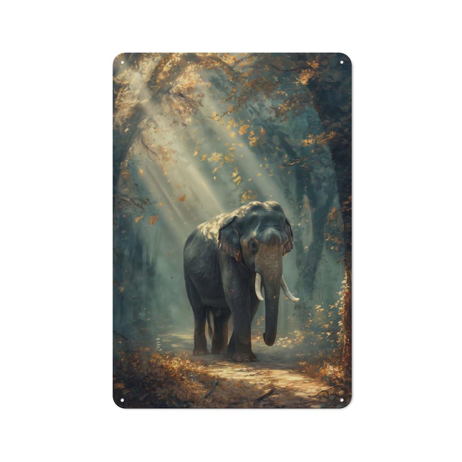 Junmoney Style-9 Tin Wall Sign With Sunlit Jungle Encounter Design 30X20cm, Classic Kitchen Wall Decor For Restaurant, Kitchen, Counter Or Breakfast Nook