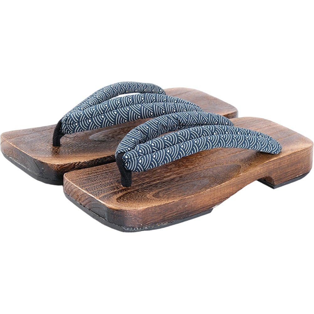 Fituenly Men's Wooden Clogs Sandals, Japanese Wood Geta, Geta Slippers, Japanese Traditional Geta Wooden Clogs Sandals Geta Wide Sole Flip Flops