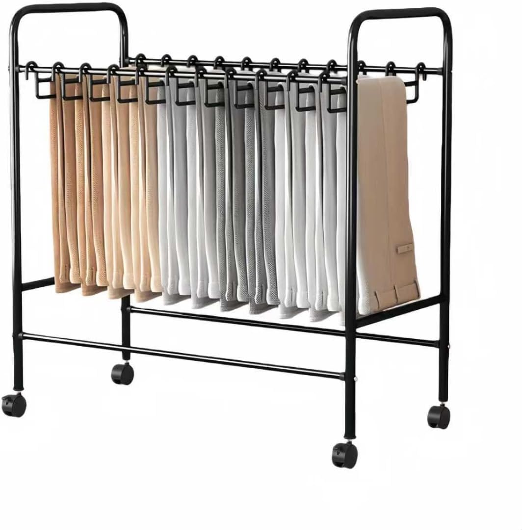 ALIVTAIIスロープハンガー大容量スイング式キャスター付き簡単に着脱できるフロアパンツラック軽量で丈夫省スペース収納組み立て簡単