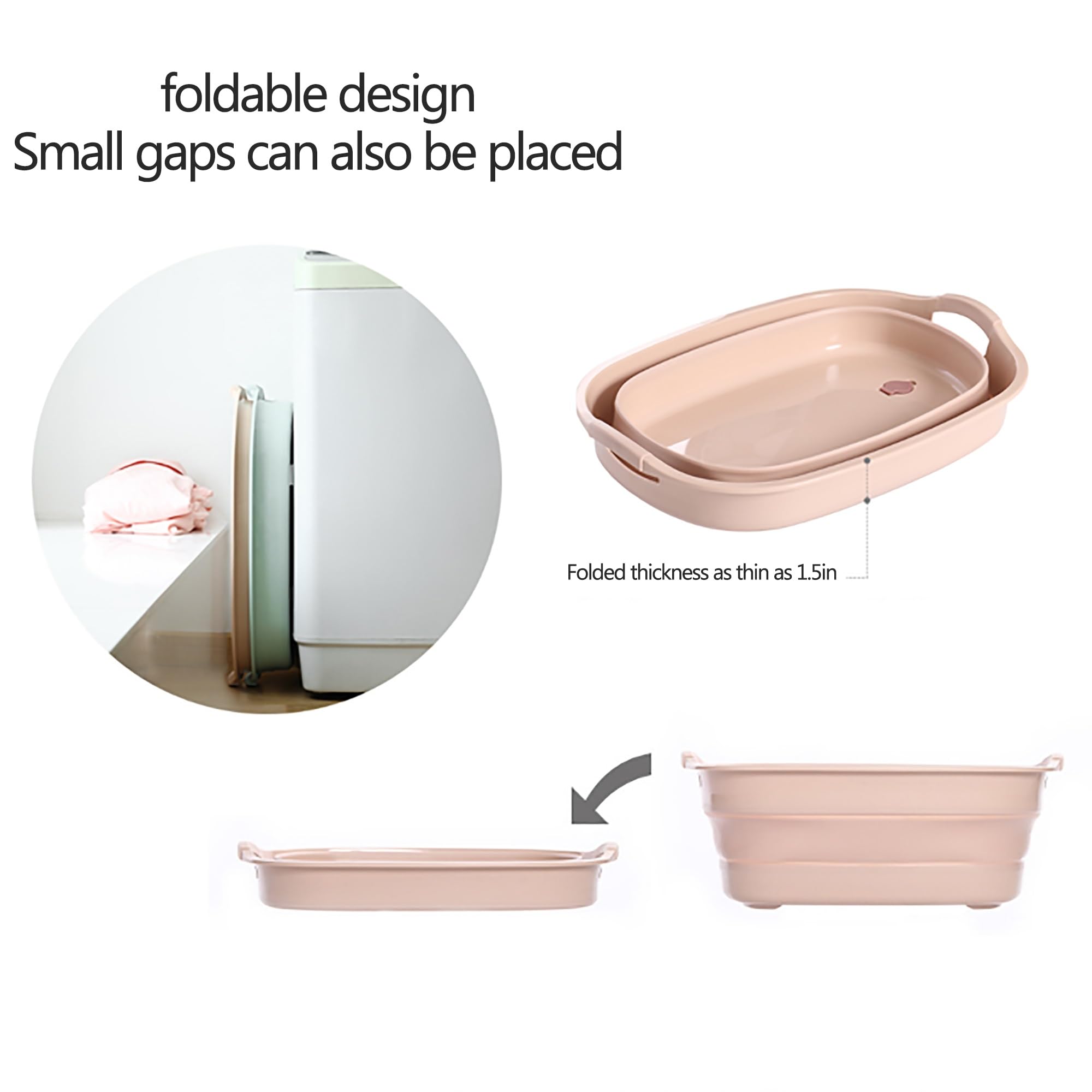 Fußbad Faltbare Fußbadewanne, Fußwanne Fussbad Tragbares Klappbares Fußbecken Reiseverdickte Multifunktionale Fußbadewanne Fußbadewanne Mit Griffen Faltbare Wanne Für Wäsche ( Color : Green , Size : 2