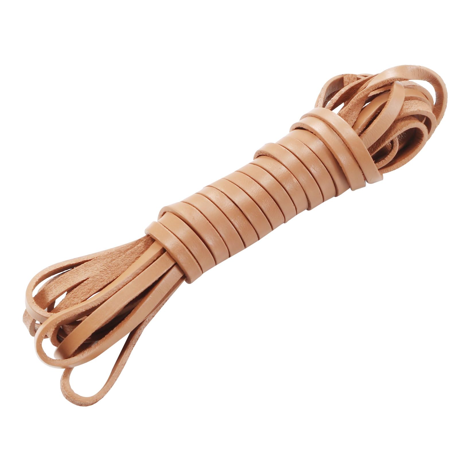 sourcing map Flat Leather Cord, 5.5 Yard 5mm Leather String Strips Lacing for DIY Crafts Making Bracelet Purse Strap, Khaki โ image 1