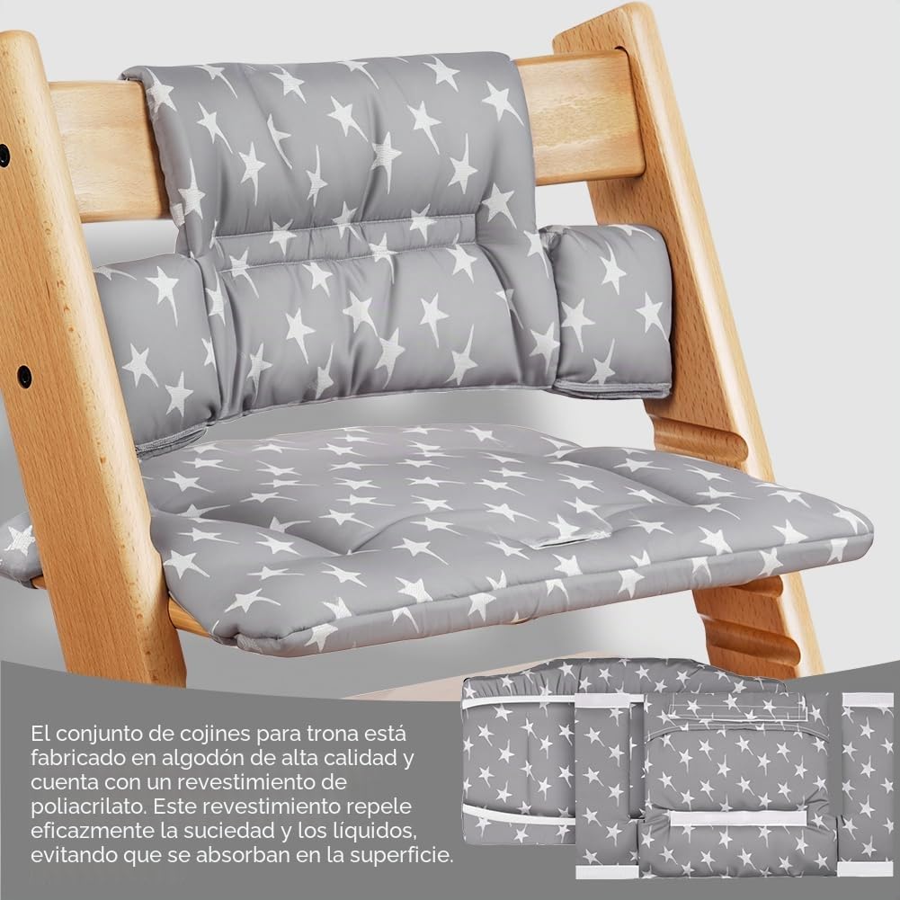 Vicloon Cojín para Trona Compatible con Stokke Tripp Trapp, Funda Trona de Bebe Antideslizantes Universal, con Revestimiento Impermeable, Fácil Limpieza, Suave y Cómodo, Funda de Repuesto (05)