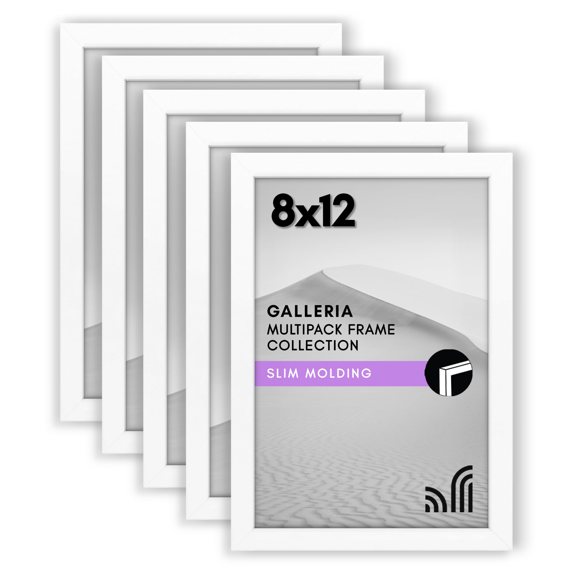 Americanflat 8x12 Picture Frame Set of 5 in White - Picture Frames Collage Wall Decor with Plexiglass Cover and Hanging Hardware - Gallery Wall Frame Set for Horizontal or Vertical Display