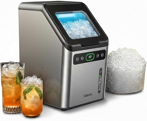Miniatura 12 de Silonn Nugget Ice Maker - Máquina de hielo para encimera, cesta de hielo con asa, funcionamiento silencioso y máquina de hielo autolimpiante, hielo
