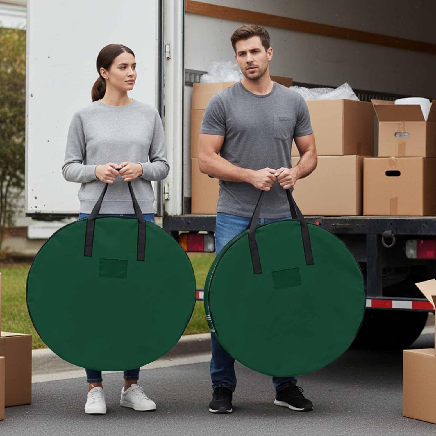 Storage Bag Solid Color Round Storage Totes Bins Closet Organizers with Zippers & Handle Olive Green Vintage Clothes Storage Container for Bedroom Dorm Space Saving Packing Supplies Moving Bags