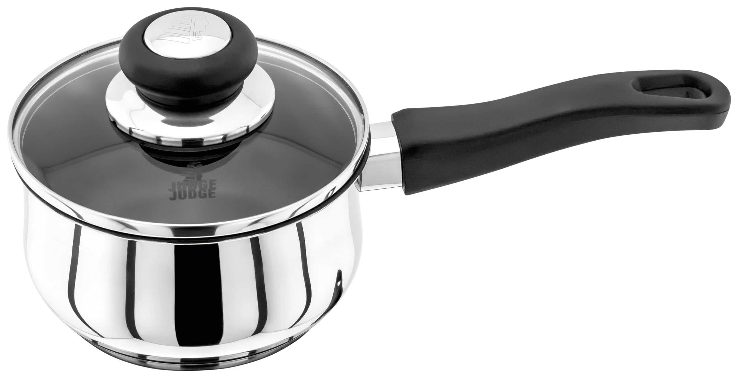 Judge Saucepan Vista Stainless Steel Non-Stick Medium 14Cm, 900Ml, Shatterproof Vented Glass Lid, Induction Ready, Oven Safe