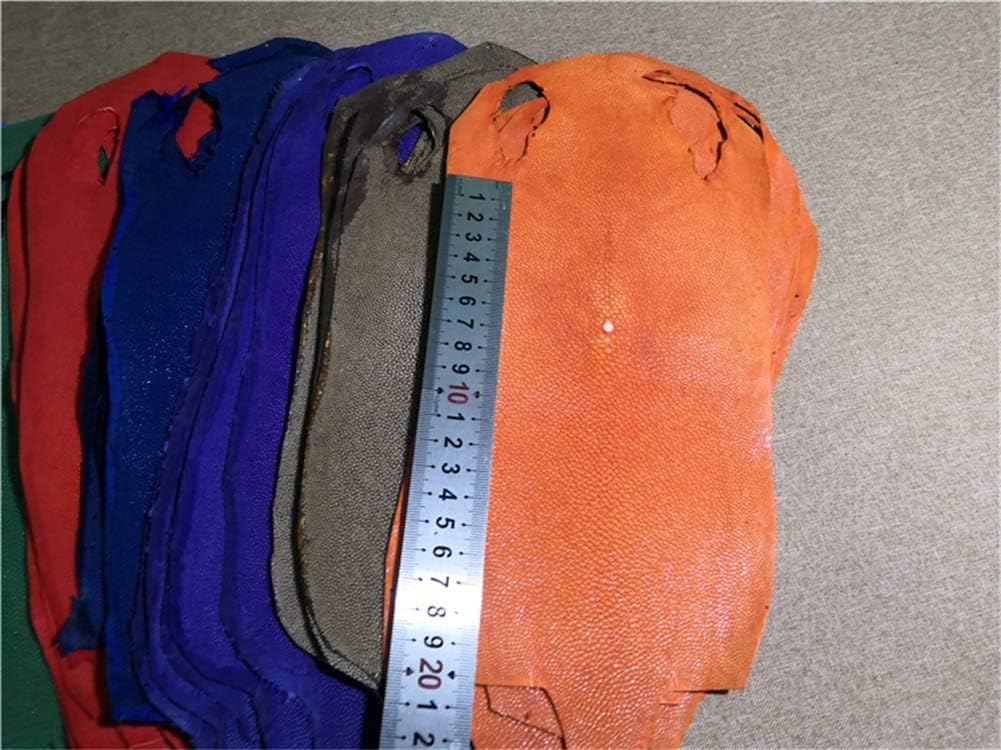 Genuine Polished Stingray Shagreen Skin Leather Soft Hide Pelt Grade A （Orange）