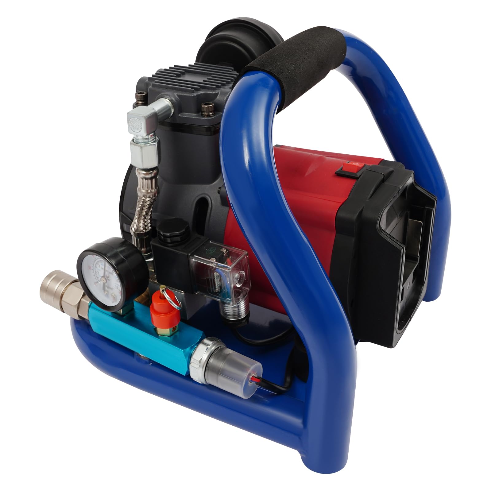 Akku Kompressor Druckluftkompressor für Ma-ki-ta 18V Akku, Geräuscharmer Tragbarer Luftkompressor 8 Bar, 1.5L Gasflaschenkapazität für Druckluftnaglern, Reifenfüllern, Sprühfarbstiften