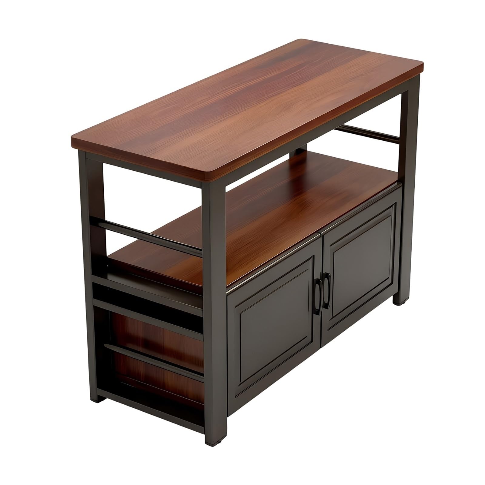 Carrello da cucina Credenza Cucina Isola Piano in legno Struttura in metallo Mobile portaoggetti con ripiano(M)